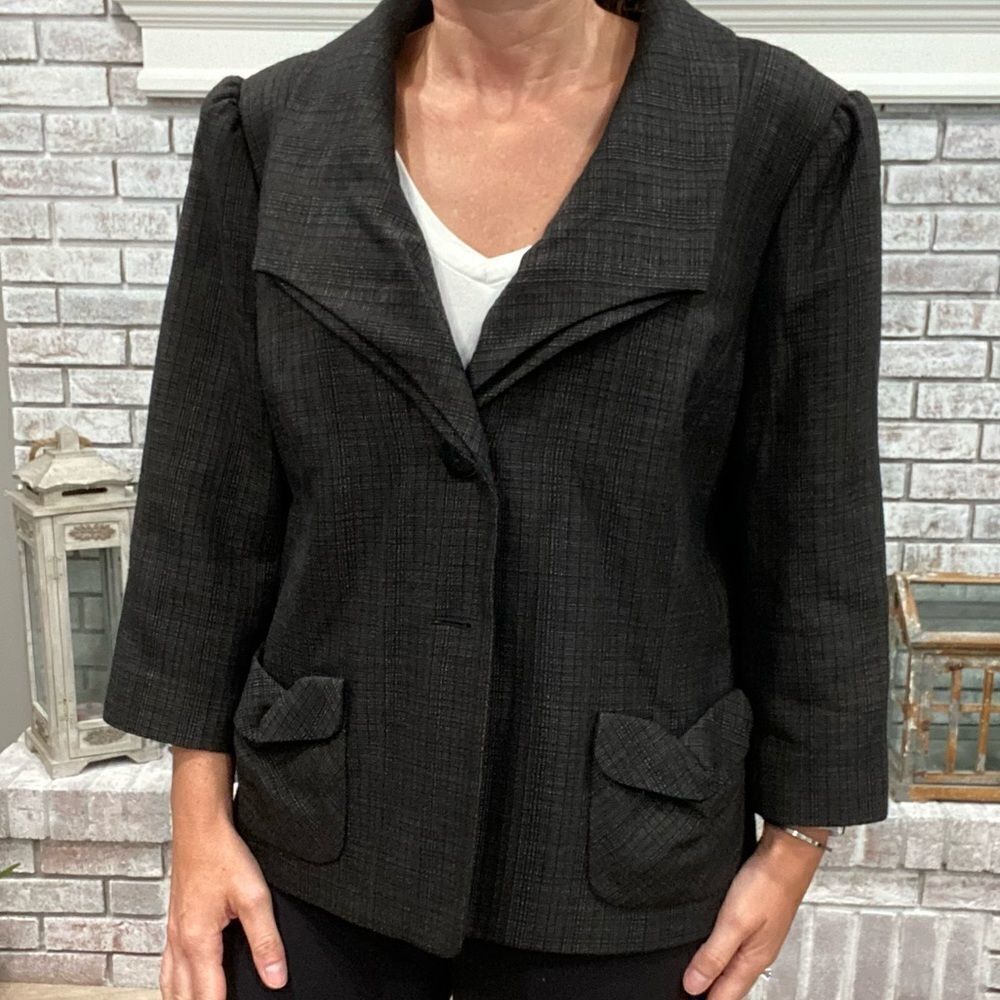 Classiques Entier Button-down Jacket size XL 3/4 sleeve body fit charcoal gray